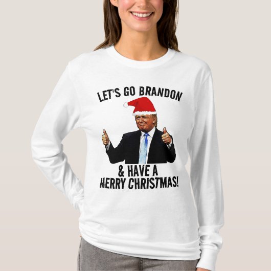 LATEN WE BRANDON CHRISTMAS TRUMP T-SHIRTS T - SHIR (Voorkant)
