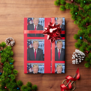 LATEN WE BRANDON DONALD TRUMP CHRISTMAS GAAN CADEAUPAPIER