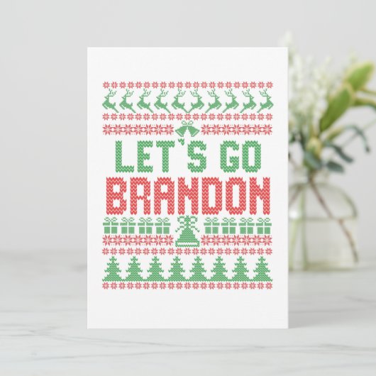Laten we Brandon Funny Ugly kerstSweater gaan Bedankkaart (Staand voorkant)