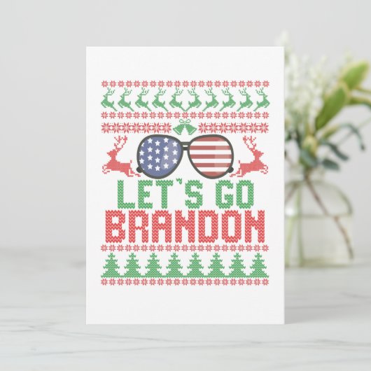 Laten we Brandon Funny Ugly kerstSweater gaan Bedankkaart (Staand voorkant)