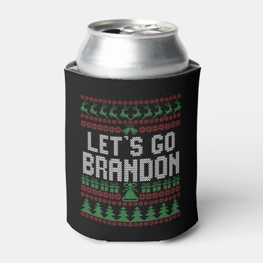 Laten we Brandon Funny Ugly kerstSweater gaan Blikjeskoeler (Blikje Voorkant)