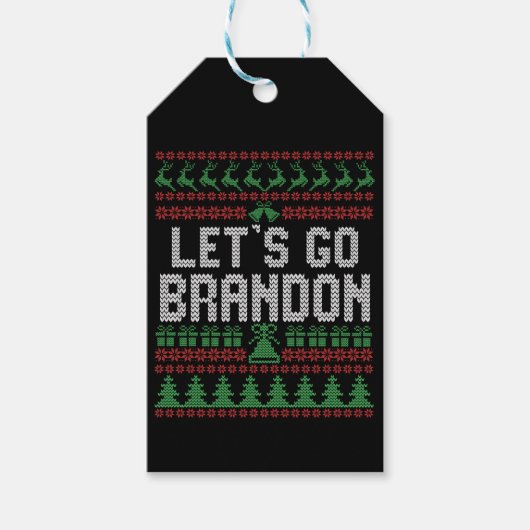 Laten we Brandon Funny Ugly kerstSweater gaan Cadeaulabel (Voorkant)