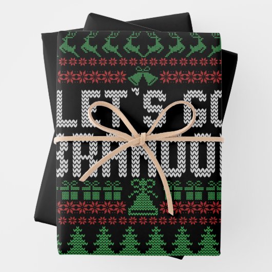 Laten we Brandon Funny Ugly kerstSweater gaan Inpakpapier Vel (In situ)