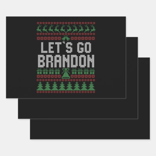 Laten we Brandon Funny Ugly kerstSweater gaan Inpakpapier Vel (Set)