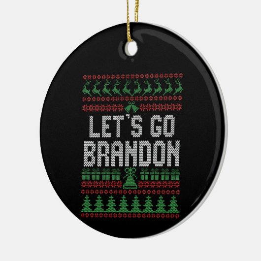 Laten we Brandon Funny Ugly kerstSweater gaan Keramisch Ornament (Links)