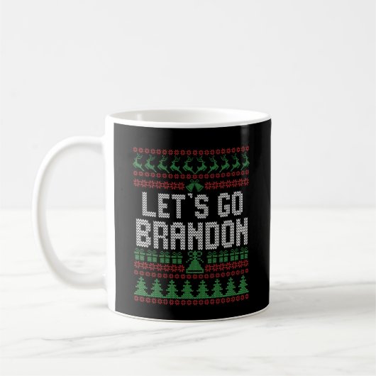 Laten we Brandon Funny Ugly kerstSweater gaan Koffiemok (Links)