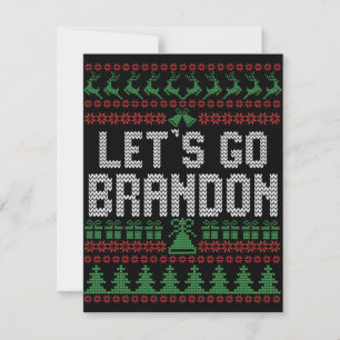 Laten we Brandon Funny Ugly kerstSweater gaan Notitiekaartje