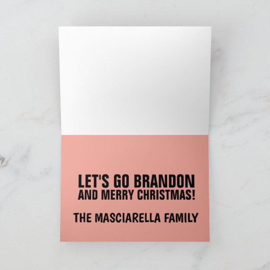 LATEN WE BRANDON GAAN! AANGEPASTE CHRISTMAS-KAARTE KAART (Binnen)