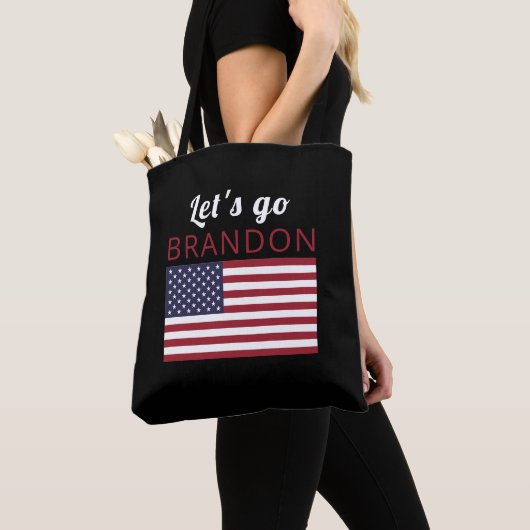 Laten we Brandon gaan, Amerikaanse vlag Tote Bag (Dichtbij)