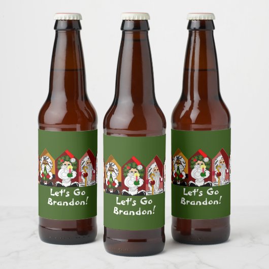 Laten we Brandon gaan! Cartoon Santas Bier Etiket (Flessen)