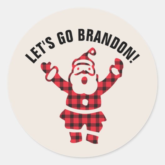 LATEN WE BRANDON GAAN! FUNNY CHRISTMAS SANTA STICK RONDE STICKER (Voorkant)