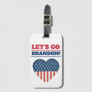 "Laten we Brandon gaan!" Heart American Flag Bagagelabel