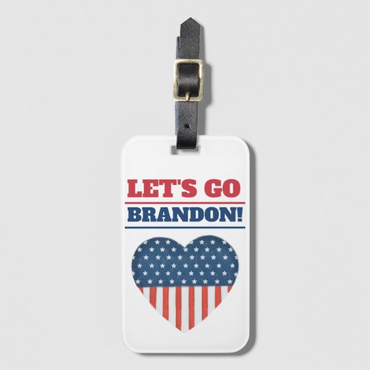 "Laten we Brandon gaan!" Heart American Flag Bagagelabel (Voorkant (verticaal))