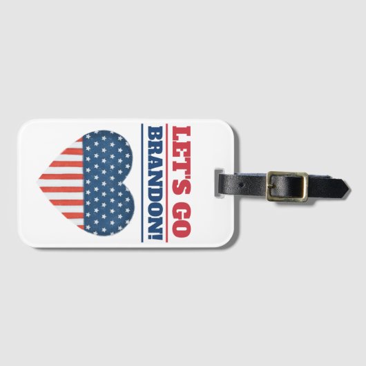"Laten we Brandon gaan!" Heart American Flag Bagagelabel (Voorkant (horizontaal))