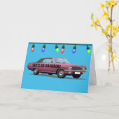 LATEN WE BRANDON GAAN! KLASSIEKE AUTO CHRISTMASCAR KAART (Gele Bloem)