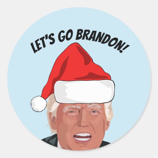 LATEN WE BRANDON GAAN! TRUMP KERSTMIS RONDE STICKER (Voorkant)