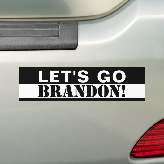 "Laten we Brandon gaan!" Zwart en wit Bumpersticker (Op auto)