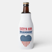 Laten we Brandon Heart American Flag gaan Flesjeskoeler (Fles Voorkant)