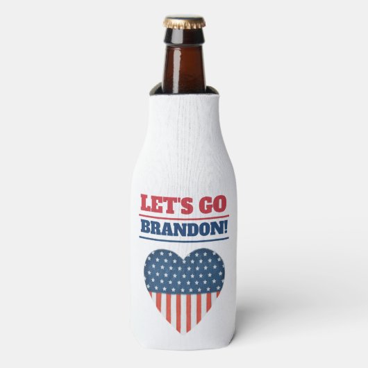 Laten we Brandon Heart American Flag gaan Flesjeskoeler (Fles Voorkant)