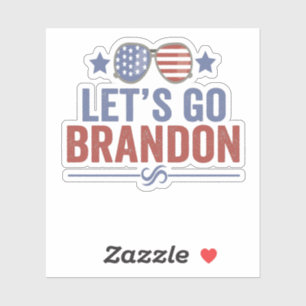 Laten we Brandon Patriotic American Sunglazen gaan Sticker