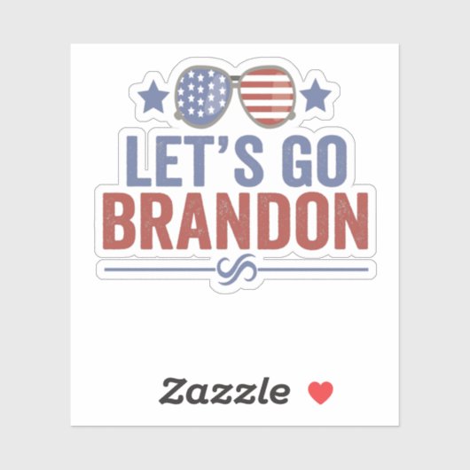 Laten we Brandon Patriotic American Sunglazen gaan Sticker (Vel)