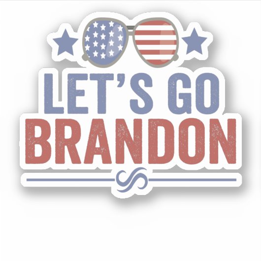 Laten we Brandon Patriotic American Sunglazen gaan Sticker (Voorkant)