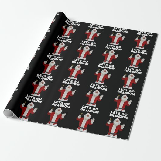 LATEN WE BRANDON SANTA CLAUS BIDEN WRAPPING PAPER  CADEAUPAPIER (Uitgerold)