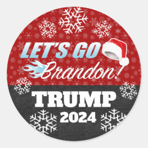 Laten we Brandon Trump 2024 Ornament Ronde Sticker
