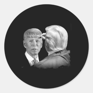 Laten we Brandon Trump op Bidens Forehead schrijve Ronde Sticker