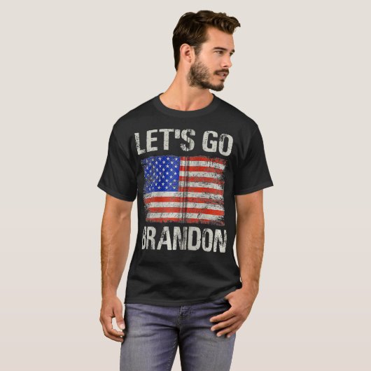 Laten we Brandon US Flag Funny Zip T-shirt (Voorkant volledig)
