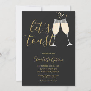 Laten we Bruidsfeest Black And Gold QR Code toaste Kaart