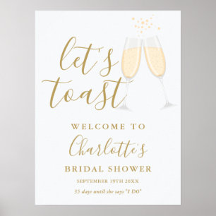Laten we bruidsfeest bruiloft goud welkomstbord to poster