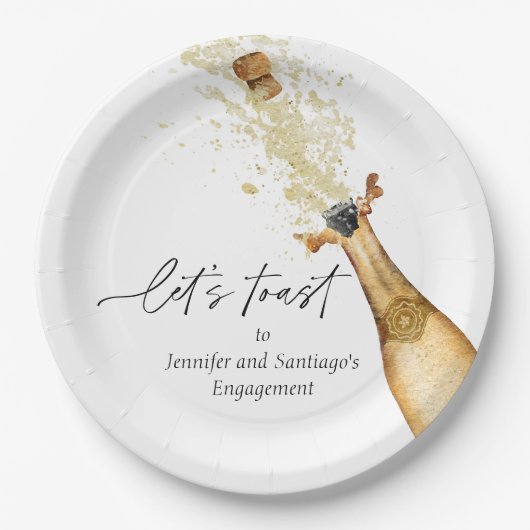 Laten we Bruidspaar Verlovingsfeestje Papieren Bor Papieren Bordje (Voorkant)