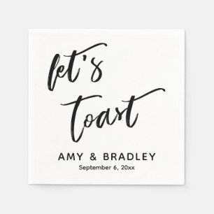Laten we bruiloft handgeschreven typografie vieren servet