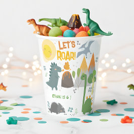 Laten we brullen Dino feest kinderen verjaardag Papieren Bekers