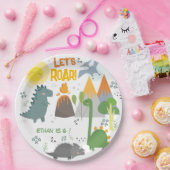 Laten we brullen Dino feest kinderen verjaardag Papieren Bordje (Feest)