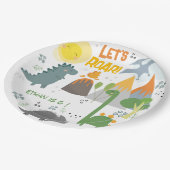 Laten we brullen Dino feest kinderen verjaardag Papieren Bordje (Gekanteld)