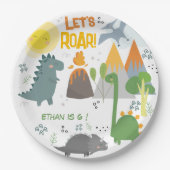 Laten we brullen Dino feest kinderen verjaardag Papieren Bordje (Voorkant)