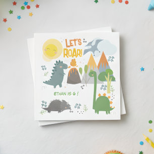 Laten we brullen Dino feest kinderen verjaardag Servet