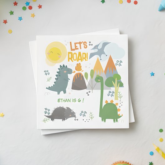 Laten we brullen Dino feest kinderen verjaardag Servet