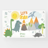 Laten we brullen Dino feest kinderen verjaardag Spandoek (Horizontaal)