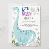 Laten we brullen Dino feest kinderen verjaardag ui Kaart (Voorkant)