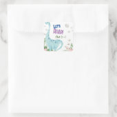 Laten we brullen Dino feest kinderen verjaardag Vierkante Sticker (Tas)