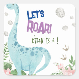 Laten we brullen Dino feest kinderen verjaardag Vierkante Sticker