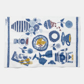Laten we Brunch doen! Tea Towel in Navy en White Theedoek (Horizontaal)