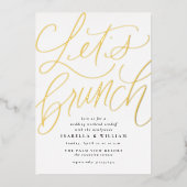 Laten we brunch handgeschreven goud na bruiloft folie uitnodiging (Voorkant)