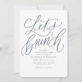 Laten we brunch handgeschreven marine witte bruilo kaart (Voorkant)