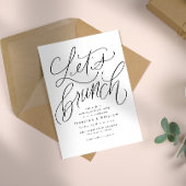 Laten we brunch handgeschreven zwart-wit bruiloft kaart