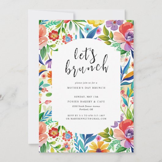 Laten we brunchen | Bright Florals Moederdag Brunc Kaart (Voorkant)