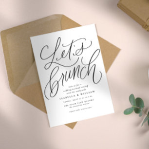 Laten we brunchen handlettered zwart en wit bruilo kaart